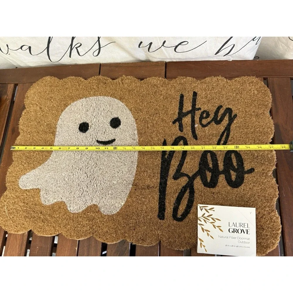 Halloween Boo Ghost Welcome-Doormat Outdoor Entrance Coir Non-Slip Ghost Boo